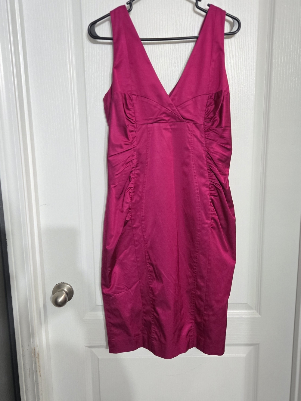 Sleeveless V-Neck Midi Dress in Fuchsia